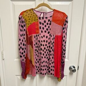 Bl^nk London Anthropologie Multi Pattern Blouse